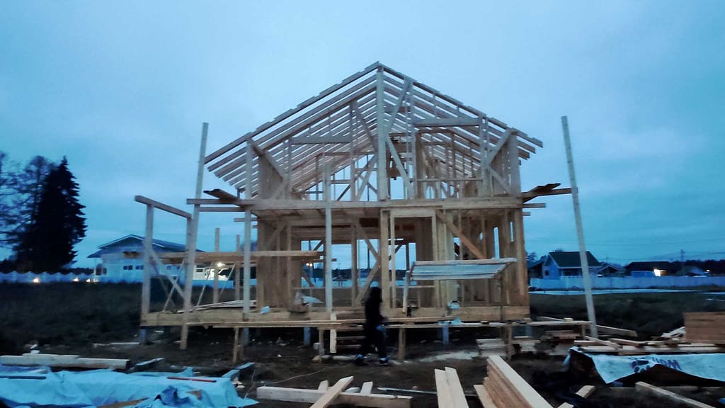 Деревянный каркас дома в деревне Удальцово (Ленобласть) 4 удальцово