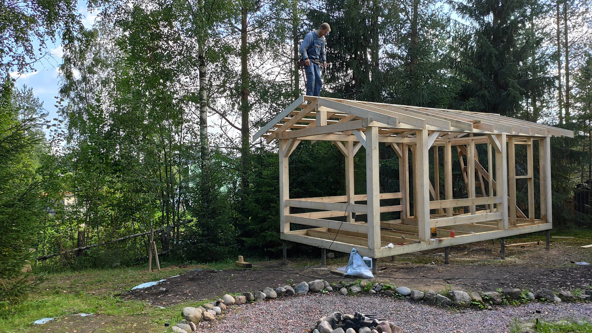 еседка для дачи в Симагино: готовый проект 2-в-1 «терраса + сыроварня 2 Готовая беседка для дачи 2 в 1 в поселке Симагино, Выборгский район - открытая терраса и утепленная комната